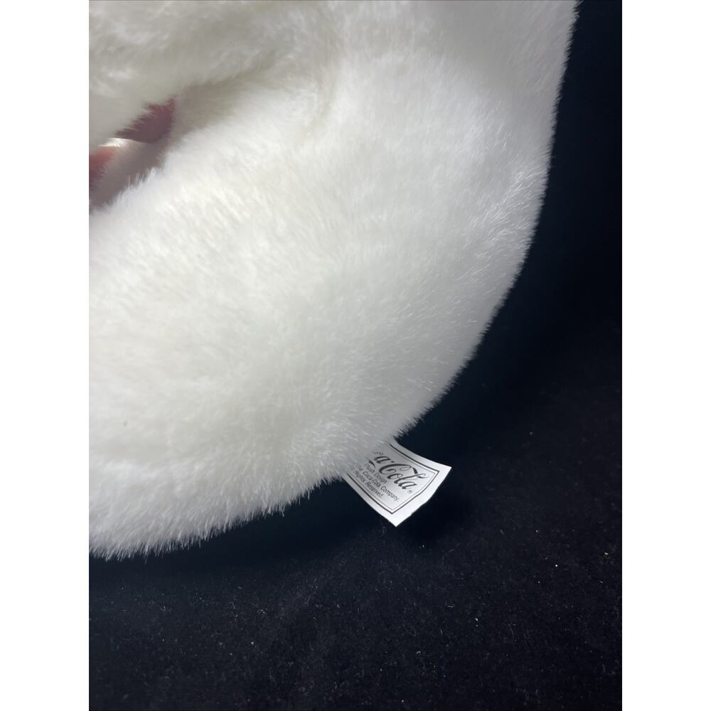 Coca Cola Bear 1996 12" Plush Stuffed Animal White Polar With Santa Hat Vintage - Picture 5 of 9